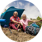 Friends camping outdoors